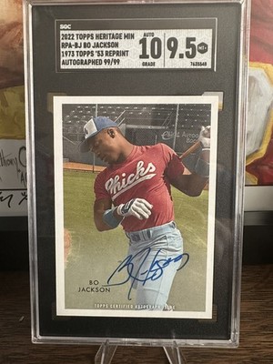 Bo Jackson 2022 Topps Heritage MiLB 1953 Topps Memphis Chicks Auto 99/99 SGC 9.5