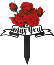 Memorial Stakes Grave Decorations for Cemetery Metal Grave Markers Garden Stake