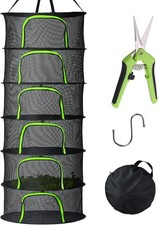 YOBAZAN 2ft 6 Layer Hanging Herb Foldable Drying Net Rack Mesh with Zippers