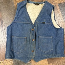 Vintage Wrangler Vest Mens XL Sherpa Lined No Fault Denim Western Cowboy