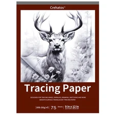 9" x 12" Tracing Paper, Translucent Tracing Pad, 75 Sheets 38lb/60gsm Vellum ...