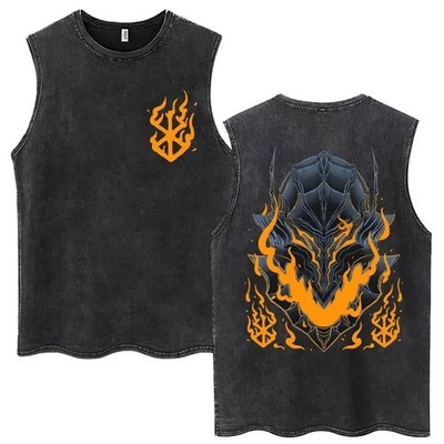 Berserk Guts Tank Top Anime Manga Acid Wash Vintage Oversized Sleeveless Men Tee