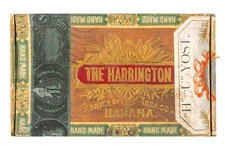 Scarce 1900s *The Harrington” cedar 50 cigar box is in good condition