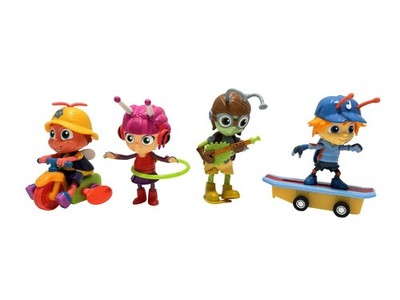 Netflix BEAT BUGS Wind Up Toy Figures Hoop Kumi Crick Buzz Skateboard Jay
