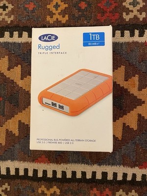 LaCie Rugged Triple Interface 1TB Portable External HDD USB 3.0/FireWire 800/AES