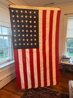 Original Vintage 3' x 5' Cotton Sewn 48 Star Flag Bull Dog Bunting