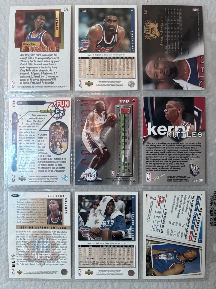 Colección de tarjetas coleccionables de baloncesto de la NBA de los New Jersey Nets años 90, lote de 90 tarjetas Foto 2 de 4
