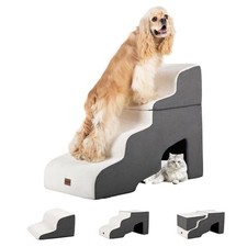 Garnpet Dog Stairs for High Beds with Tunnel, 4-Step Dog Steps for Small Dogs...