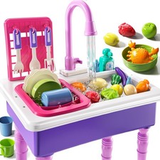 Play Sink with Running Water, Play Kitchen Toys Sink for Kids 3 4 5 6 7 Years...