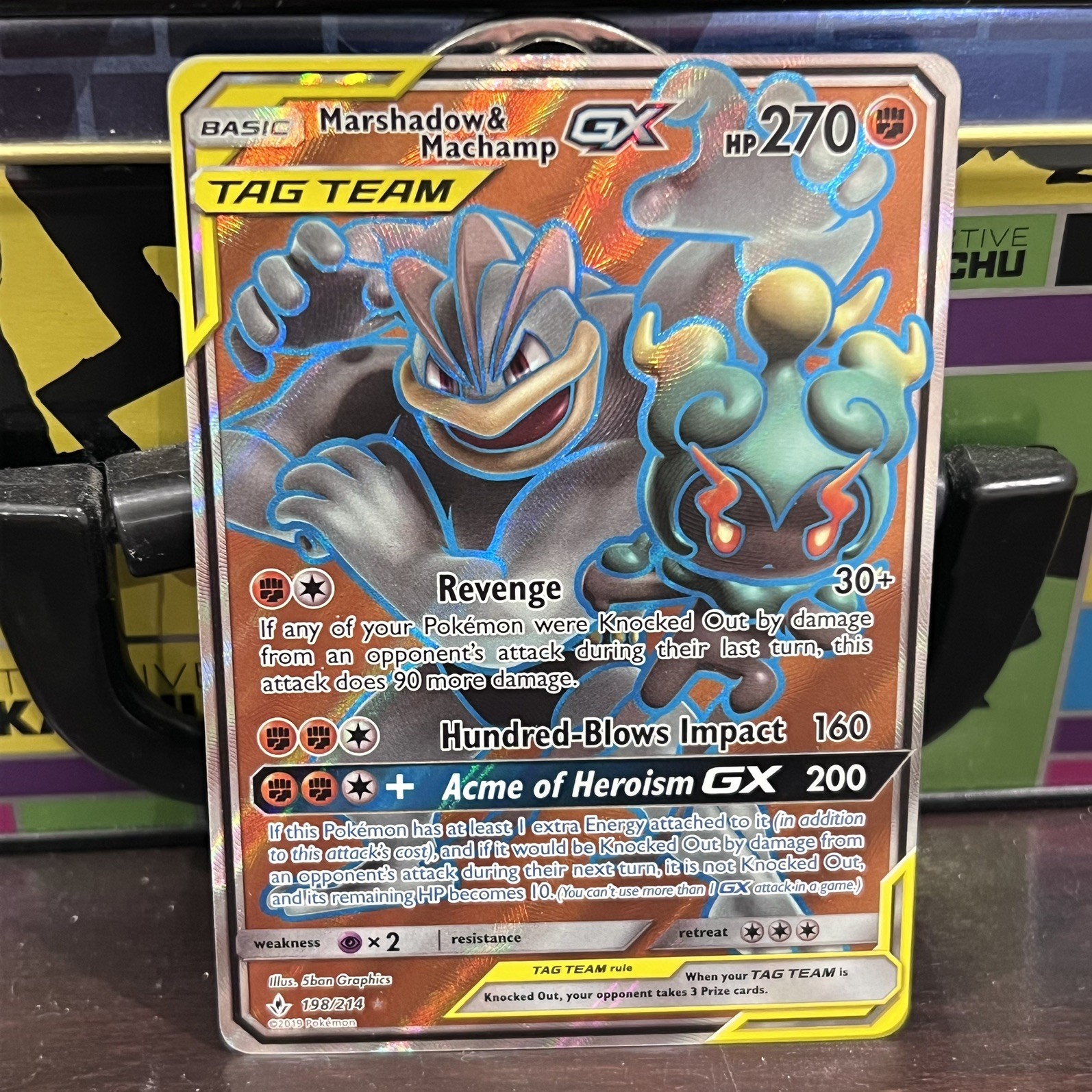 Marshadow & Machamp GX 198/214 Unbroken Bonds 💎 NM Full Art Pokemon Card 🔥