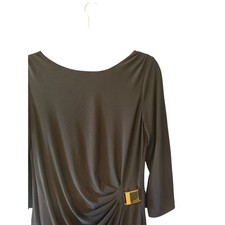 Tahari | Black Levine 3/4 Sleeve Ruched Wiggle Dress | Size Medium