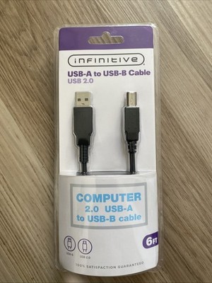 Infinitive 2.0 USB-A to USB-B Cable 6ft. Printer Cable New B-2