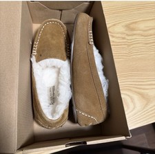 Koolaburra by UGG W Lezly Suede Moccasin Slippers Brown Women's Size 6 Faux Fur