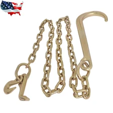 5/16x6 FT 15"  Axle J Hook Tow Rollback Wrecker Recovery Chain G70 Good Quality
