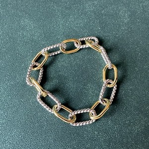 David Yurman Madison Chain Bracelet Sterling Silver w/ 18K Gold Length 21cm