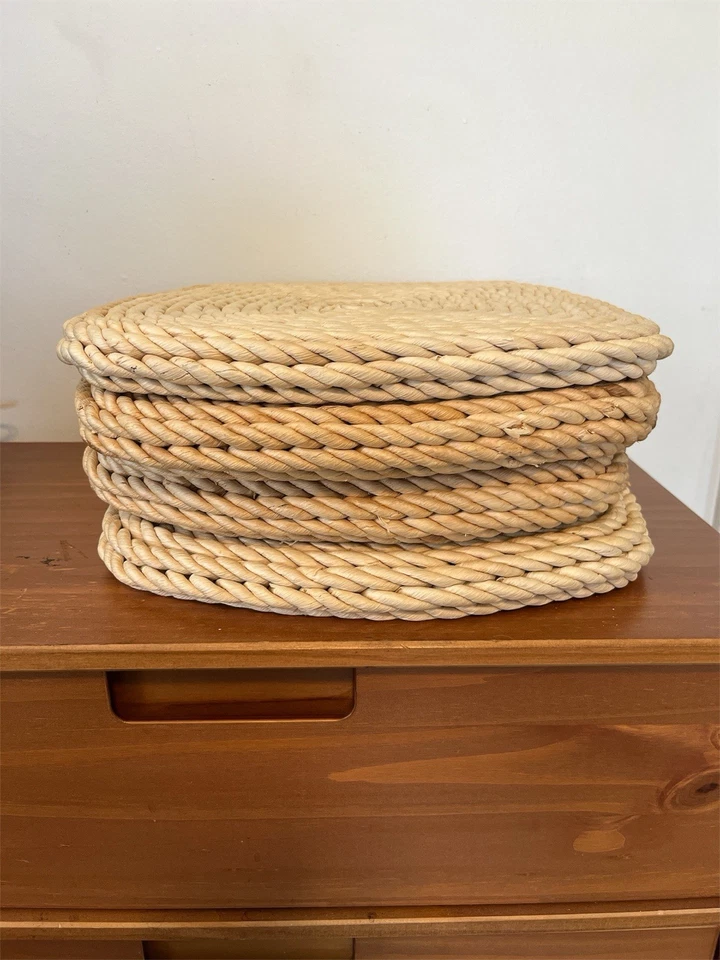 Juego de 8 fundas de asiento almohadillas de silla de mimbre de ratán y paja tejida para cajón y barril Foto 2 de 4