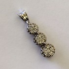 10k white gold .50ct diamond SI3 H 3 stone cluster pendant 2.9g estate womens — photo 6