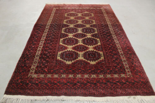 Antik handgeknüpfter Afghan Teppich 216 x 139 cm ca 70 Jahre alt - Afbeelding 1 van 9