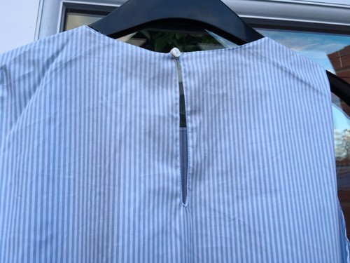 Zara blue & white striped cotton mix top blouse NWT sleeveless lace trim size L - Picture 7 of 12