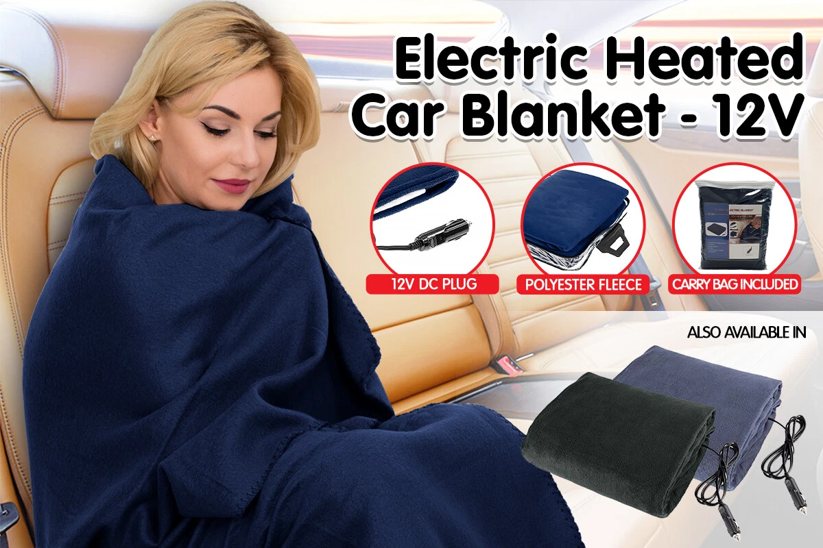 New Heated Car Blanket Travel Rug Caravan Fleece Electric Throw 12V DC Auto  | eBay