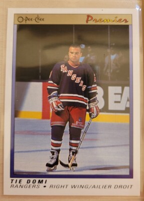 Tie Domi Rookie Card - New York Rangers - 1990-91 O-Pee-Chee Premier NHL
