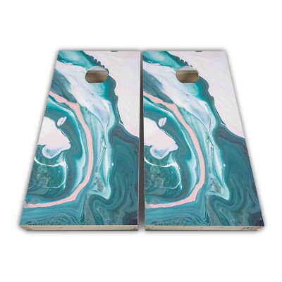 Jade Abstract Art Cornhole Board Wraps Skins Vinyl Laminated 3M HIGH QUALITY