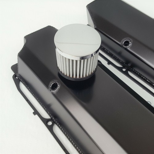 Big Block Mopar Black Fabricated Aluminum Valve Covers & Breathers