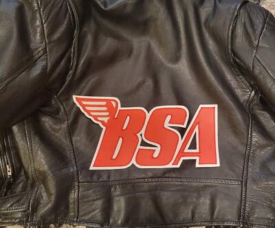 BSA Motorcycles 13 inch red and white back patch. Sew on type. NICE NEW
