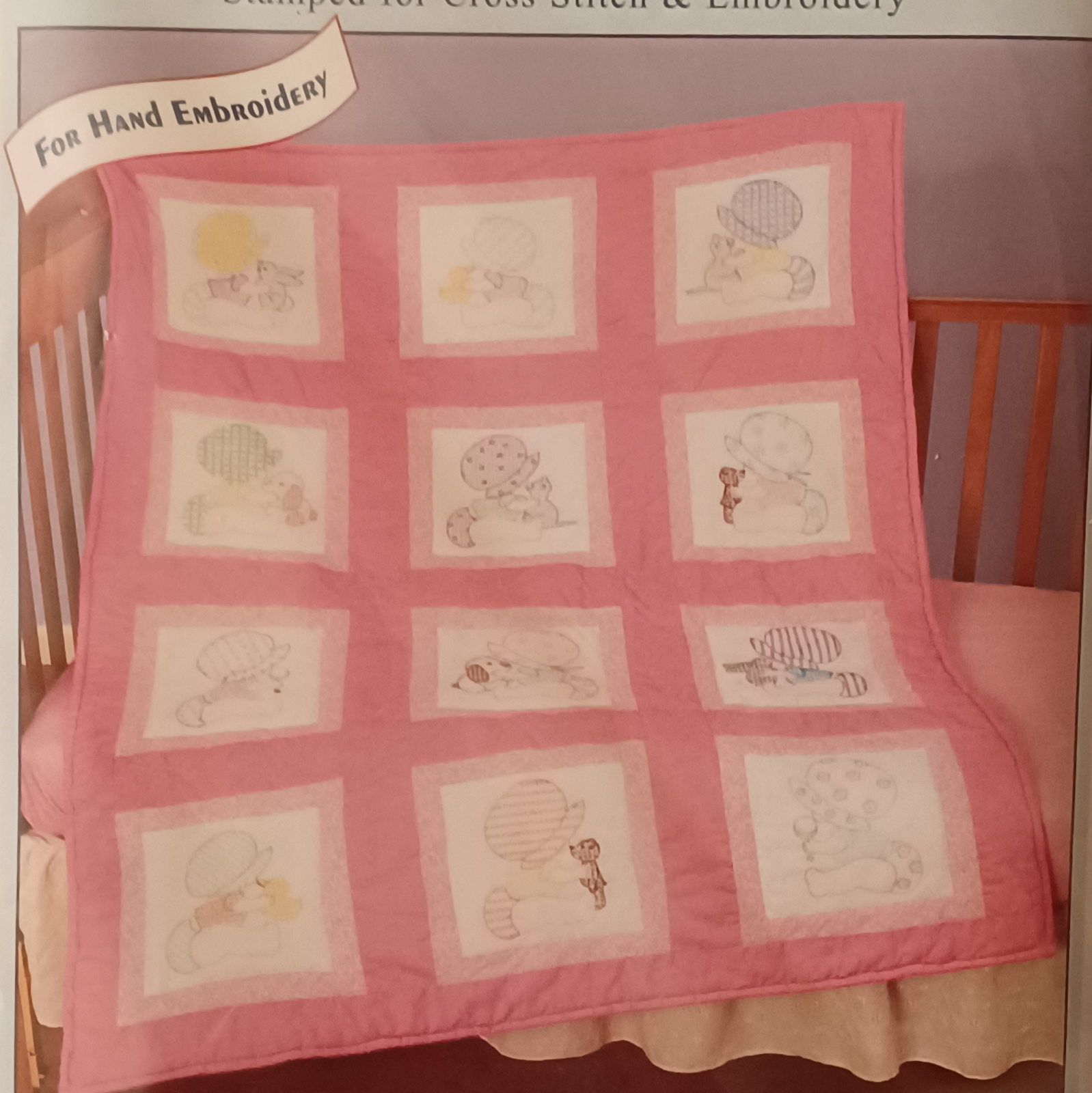Jack Dempsey Stamped White Nursery Quilt Blocks 9X9 12/pkg