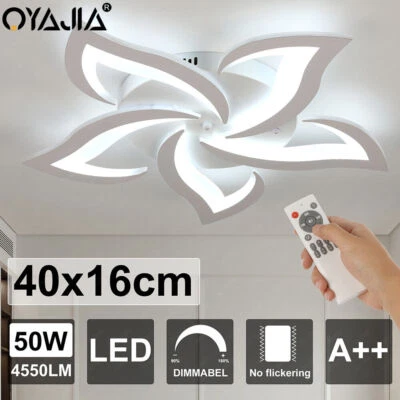 OYAJIA Modern Chandelier LED Lamp White Frame Ceiling Light Living Room Pendant Lights