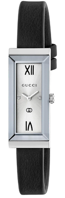 Gucci Womens G-Frame Rectangle Sapphire Crystal Swiss Quartz 14mm