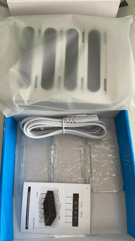 Estación de carga USB de 4 puertos - Organizador de cargador multidispositivo - Plateado Foto 4 de 4