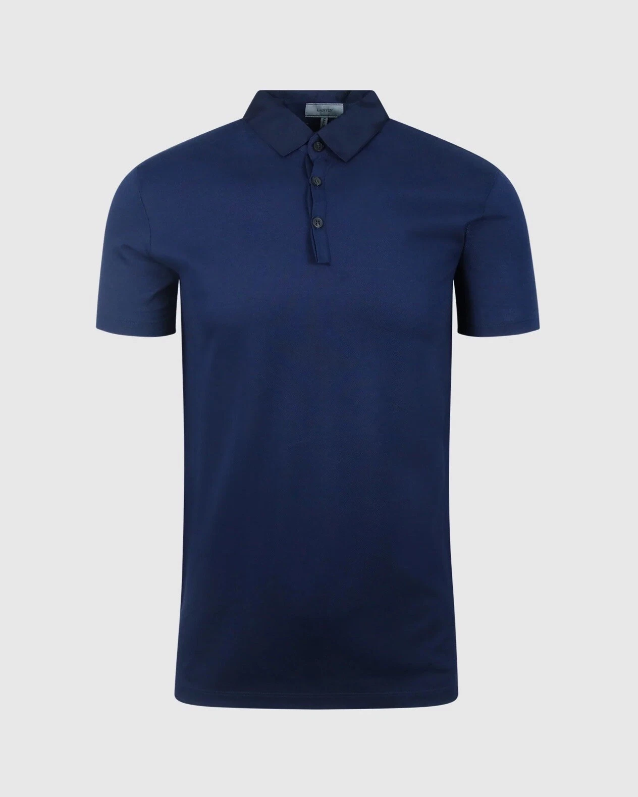 Lanvin — LANVIN Paris Navy Blue Contrasting Silky Collar Polo Shirt - Made In Italy