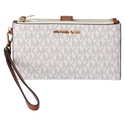 Michael Kors Jet Set Travel Double Zip Phone Wristlet MK Vanilla