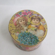 Trinket Box Wooden Fairy Cat Girls Flowers Gold Vintage Handmade Decoupage 