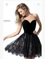 Sherri Hill velvet corset sweetheart mini prom dress 2016 sample