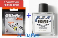Gillette Contur Rasoio Plus 30 Ricambi Lubrastrip + Proraso Dopobarba