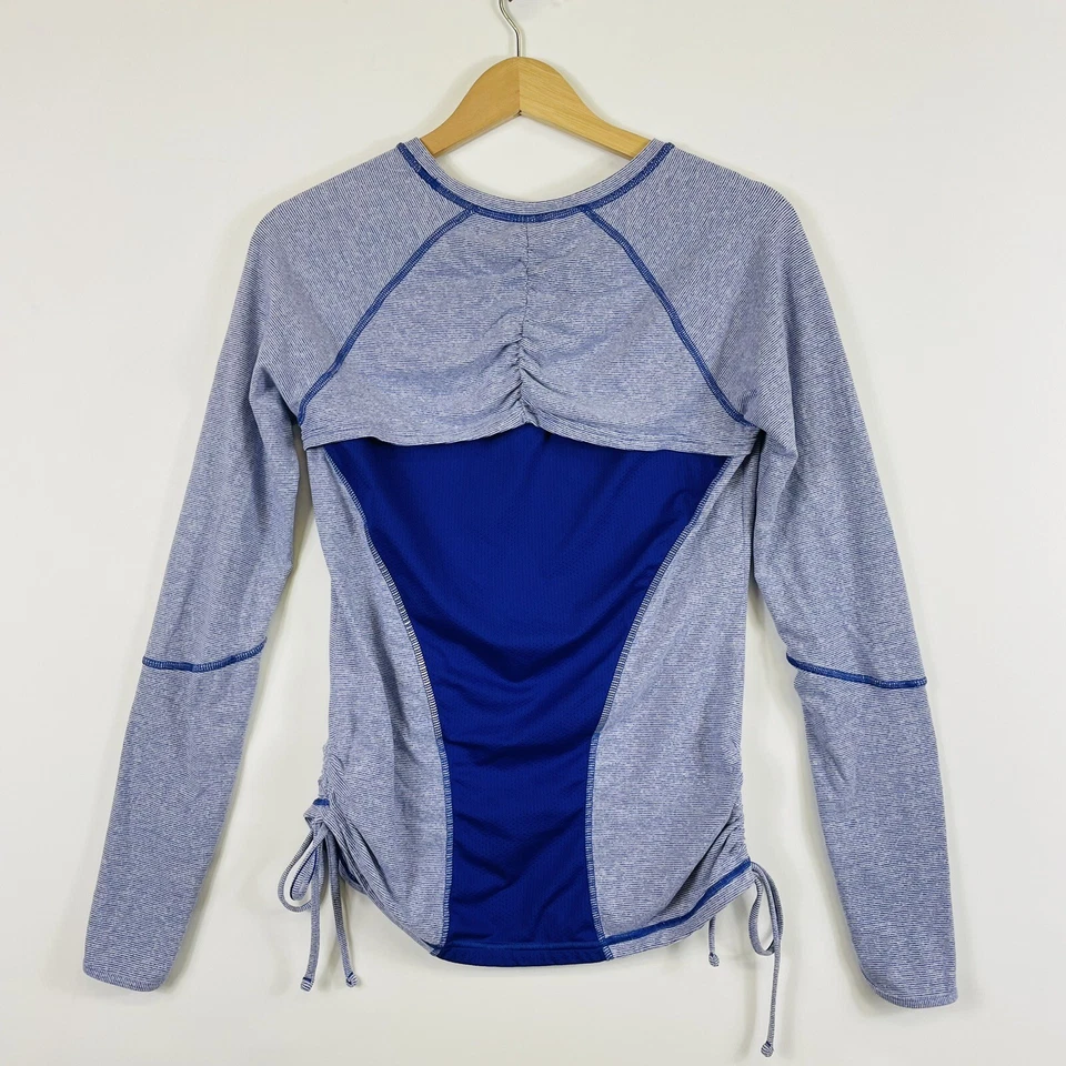 Lucy Activewear Purple Stripe Long Sleeve Mesh Back Top Shirt Womens Medium - Image 3 of 4