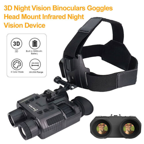 3D/8X Night Vision Binoculars for Hunting Infrared Digital Head Mount Goggles US - Afbeelding 1 van 36