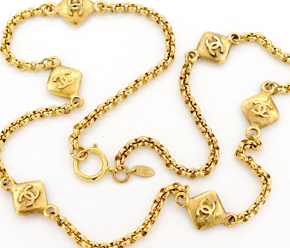 Collana lunga CHANEL CC loghi rombo ciondolo 34" tono oro 29 originale #2264