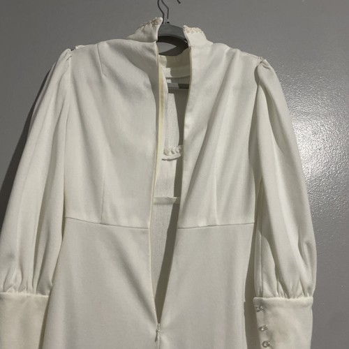 Vintage 70’s White Polyester Maxi Dress Sequin Trim Empire Waist Wedding - Picture 12 of 15