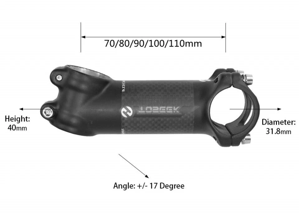 TOSEEK Bicycle Stem 6°/17° Carbon Aluminum Mountain Road Bike Stem 31.8*60-120mm - Image 3 of 4