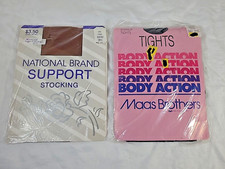 2 NEW Pairs Sz. SMALL Support Taupe Stockings  Black Tights