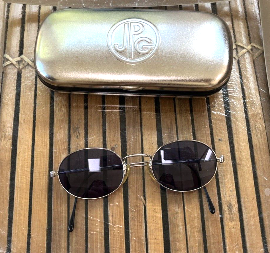 Vintage Jean Paul Gaultier Steampunk 1990's Silver Sunglasses Blue