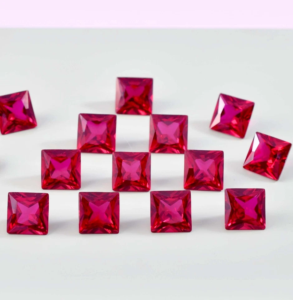 50 Pcs Natural Mozambique Blood Red Ruby Square Cut Loose Gemstone GIT Certified - Image 4 of 4