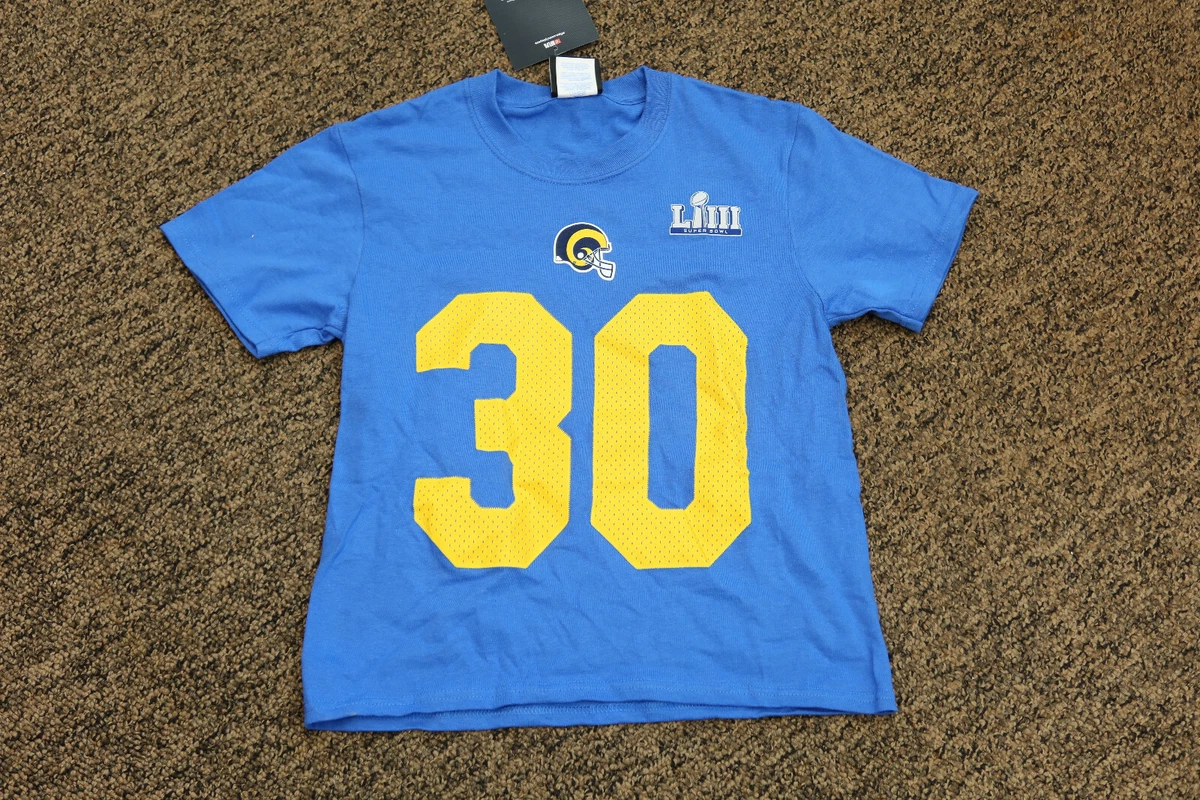 Todd Gurley II 30 LA Rams Super Bowl LIII YOUTH Jersey T Tee Shirt Size Medium