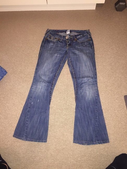 True Religion Joey Big 7 Flare Jeans Pants Medium Blue Wash 26