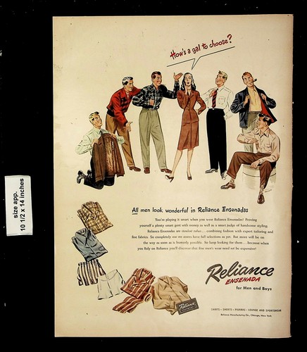 1946 Reliance Ensenada Men Boys Clothing Shirts Fashion Vintage Print Ad 24009