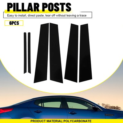 6PCS Fit For Kia Optima 2011-15 Glossy Black Pillar Post Door Trim Decor Cover H