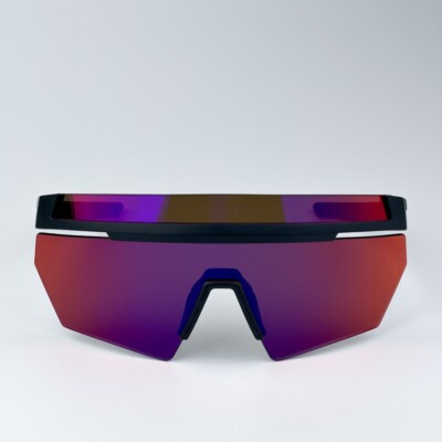 Prada Linea Rossa Men Sunglasses Black Brown Orange Shield PS01YS 1BO02U NEW
